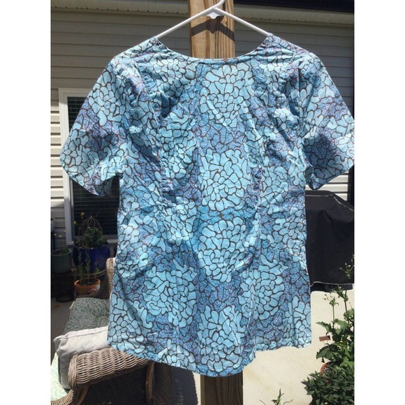 Urban & sweet size medium scrub top scrubs womens blue brown feminine - Picture 11 of 12